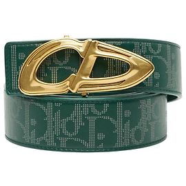 Christian Dior Cinto de couro com fivela CD oblíqua Dior Verde