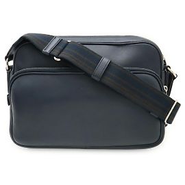 Alfred Dunhill Dunhill Hampstead City Cow Leather Shoulder Bag Blue