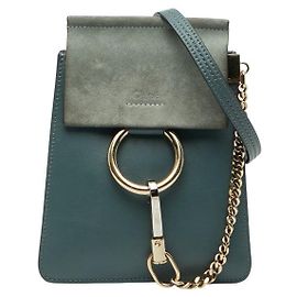 Chloé Borsa a Spalla in Pelle Suede Chloe Faye Small Blu