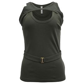Autre Marque Top in cotone a coste sovrapposto Dion Lee in oliva Verde Verde oliva