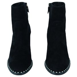 Bottines à talons en daim noir Kailee Pearl de Stuart Weitzman Noir