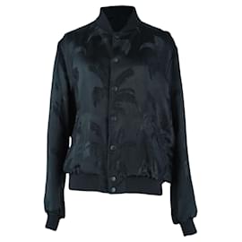 Saint Laurent-Saint Laurent Black Embroidered Bomber Jacket-Black