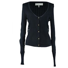 Cardigan en soie noire Emilio Pucci avec boutons dorés Noir