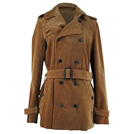 Saint Laurent-Saint Laurent Light Brown Corduroy Trench Coat-Yellow,Camel