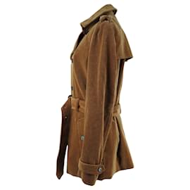 Saint Laurent-Saint Laurent Light Brown Corduroy Trench Coat-Yellow,Camel
