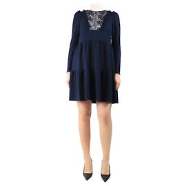 See by Chloé Navy-blaues Blumentüllkleid - Größe UK 10 Marineblau