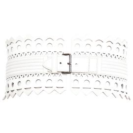 Alaïa Alaia Vienne Leder Laser-Cut Taillengürtel Weiß