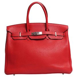 Hermès Bolsa Birkin 35 vermelha 2012 em couro Clemence Vermelho