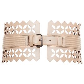 Alaïa Cinto largo de corset ajustado em couro com detalhes cortados a laser Alaia Vienne Marrom Bege