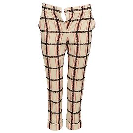 Chloé Chloe Noir Rose wool mohair plaid checked pants Brown Flesh