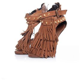 Sandali in suede marrone Giuseppe Zanotti con frange Marrone