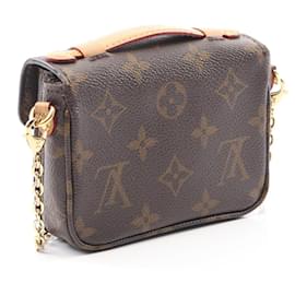 Louis Vuitton-Bolsa Louis Vuitton Micro Metis em lona revestida Monogram-Marrom