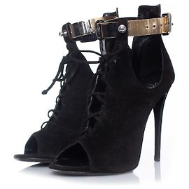 Giuseppe Zanotti x Anja Rubik Black suede gladiator sandal Black