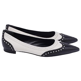 Bailarinas Brogue Gucci en Cuero Blanco Blanco