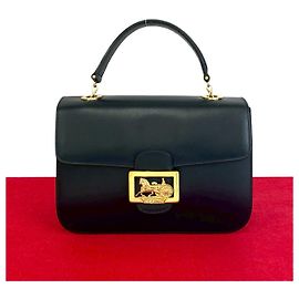 Céline Bolsa de couro de bezerro com logo Carriage da CELINE Azul