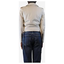 Saint Laurent-White leather biker jacket - size UK 8-White