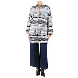 Bruno Manetti Grau gemusteter Wollcardigan - Größe UK 12 Grau