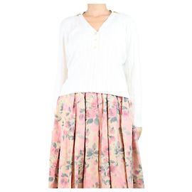 Jonathan Simkhai Ivory rib-knit top - size L Cream