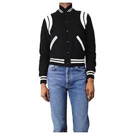 Saint Laurent-Black teddy varsity jacket - size UK 6-Black