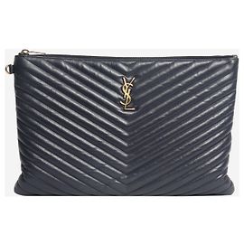 Saint Laurent Dark blue Cassandre Matelasse tablet pouch Blue