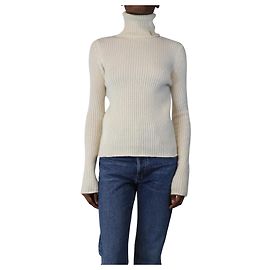 Saint Laurent Cremiger Rollkragenpullover aus Strick - Größe XS Roh