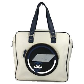 Chanel Airline CC Coco Mark Logo Schultertasche Weiß Blau