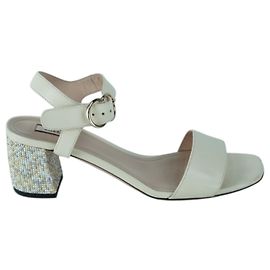 Bally Ivory Celeste Block Sandalen Weiß Roh