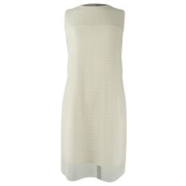 AKRIS Beige Shift Dress White Cream