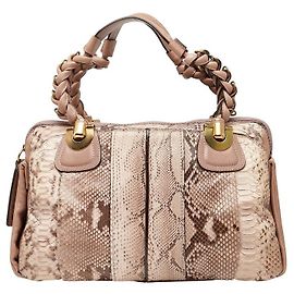Chloé Chloe Python-Lederhandtasche Braun Beige