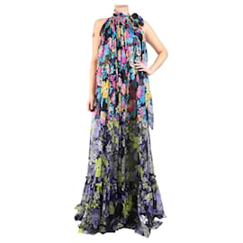 Saint Laurent-Saint Laurent Multicolour sleeveless floral printed maxi dress - size UK 10-Black