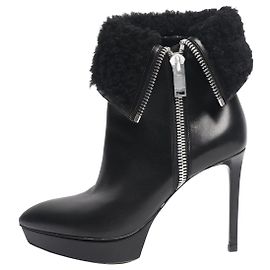 Saint Laurent Black leather shearling ankle boots - size EU 36 (UK 3) Black