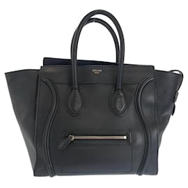 Céline-Celine Luggage Mini Shopper Tote Bag Leather-Black