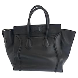 Céline-Celine Luggage Mini Shopper Tote Bag Leather-Black