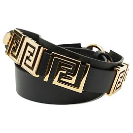 Fendi FF Logo Leather Belt Black