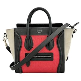 Céline-Celine Luggage Nano Shopper Leather 2way Bag-Red