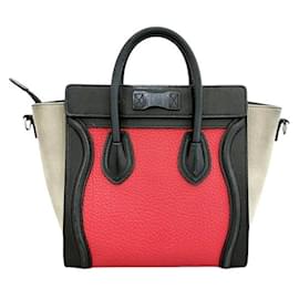 Céline-Celine Luggage Nano Shopper Leather 2way Bag-Red