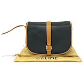 Céline-CELINE Leather Shoulder Bag-Black