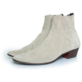 Bottines Chelsea en daim gris Saint Laurent Gris