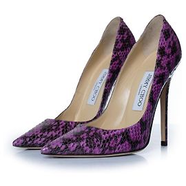 Lila Leder-Python-Pumps von Jimmy Choo Lila