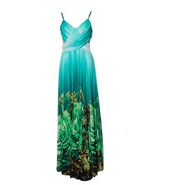 Robe florale Roberto Cavalli en vert. Multicolore