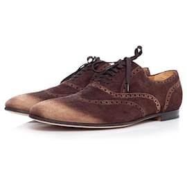 Gucci-Gucci Suede wingtip derby with light noses.-Brown