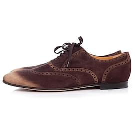 Gucci-Gucci Suede wingtip derby with light noses.-Brown