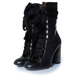 Chloé Stivaletti in pelle nera con lacci Chloe Nero