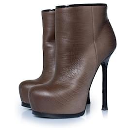 Bottines en cuir Tribute Yves Saint Laurent Marron