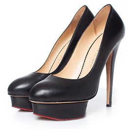 Pompes à plateforme en cuir noir Charlotte Olympia Noir