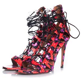 Aquazzura Multicolor Elaphe cut out wrap sandals Multiple colors