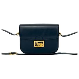 Céline-Celine Calf Leather Shoulder Bag-Blue