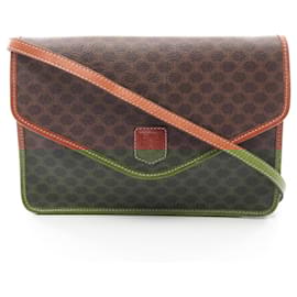 Céline-Celine Macadam PVC Coated Canvas Shoulder Bag-Brown