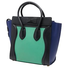 Céline-Celine Luggage Micro Shopper Leather Handbag-Green