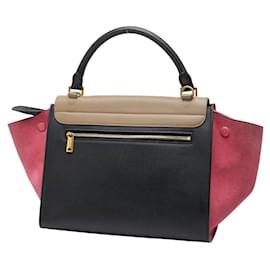 Céline-Celine Trapeze Small Tricolor Leather Suede 2way Bag-Black